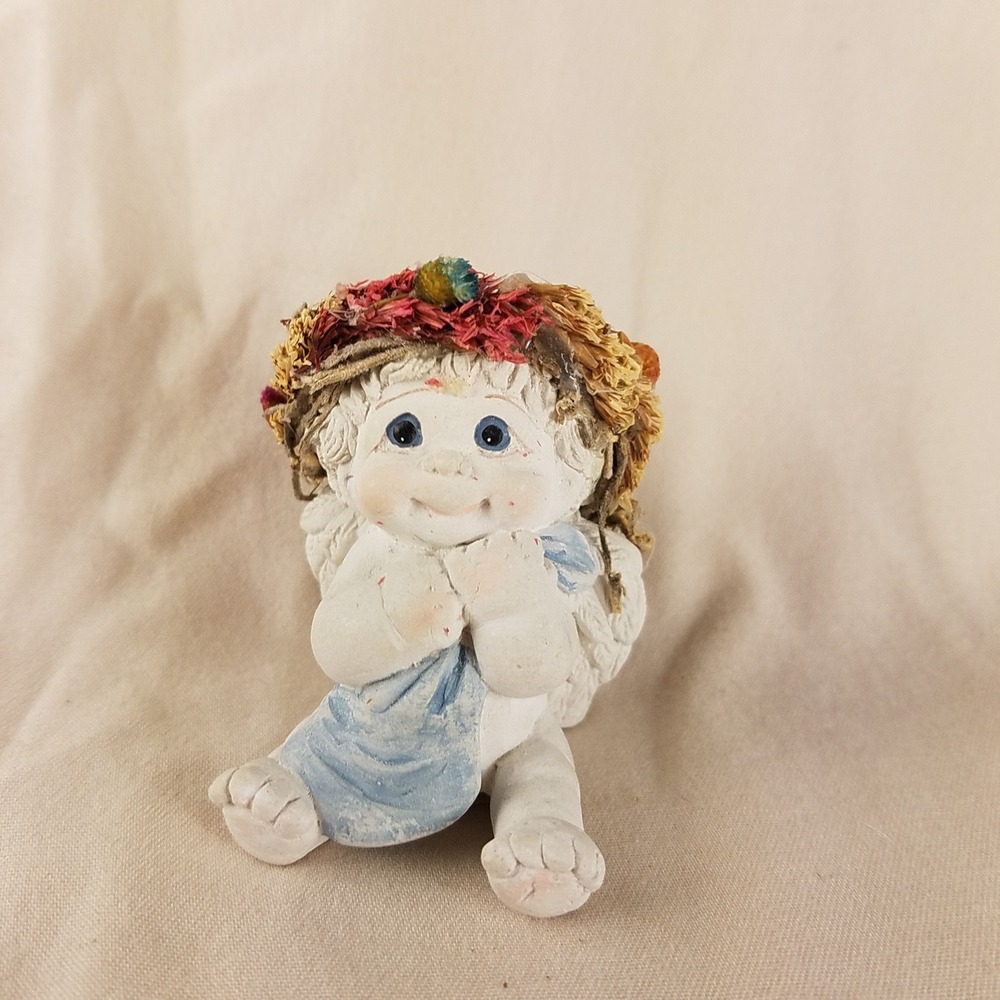 Dreamsicles Snuggle Blanket Cherub Angel Figurine DC082 White Blue Excellent 95